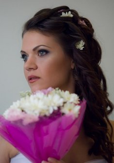 Cвадебная прическа Е15369 с распущенными волосами