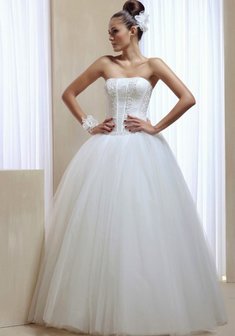 Свадебное платье K05073-0X-R34253. С пышной юбкой, длинное без шлейфа.