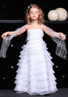 Детское платье R40017. А-силуэт, длинное без шлейфа.