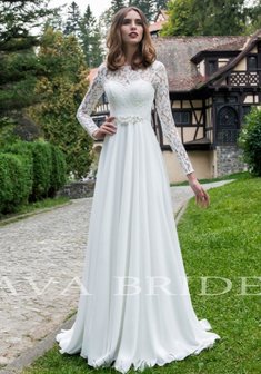 Свадебное платье Elvira-T64662. А-силуэт, длинное без шлейфа.