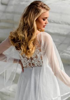 Свадебное платье Тэйджи-V68736. А-силуэт, длинное со шлейфом.