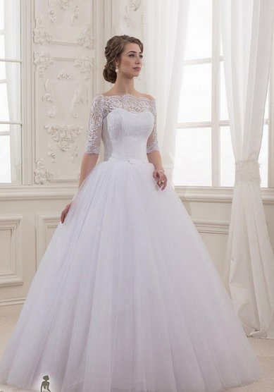 Свадебное платье Свадебное платье 3/4 рукав-С64036 - Свадебный салон Совет да Любовь